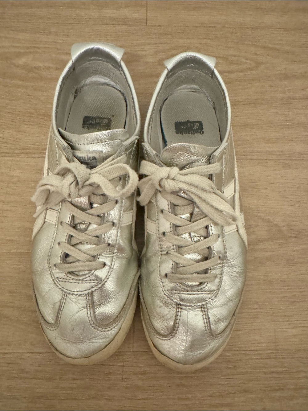 Onitsuka Tiger Metallic Silver Leather Sneakers